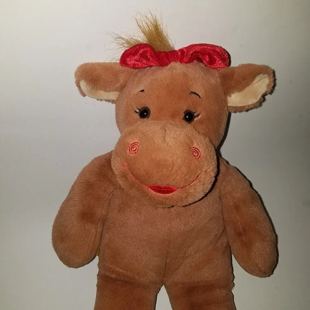 BABW Brown Girl Reindeer Plush Wearing Red Santa Dress Build-A-Bear Christmas
